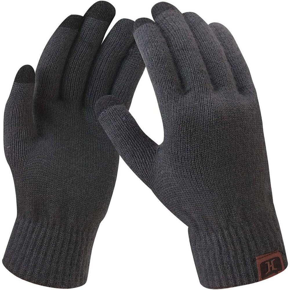 🆕 Women Grey Stretch Thermal Magic Gloves Warm Winter Knitted Fleece Texting